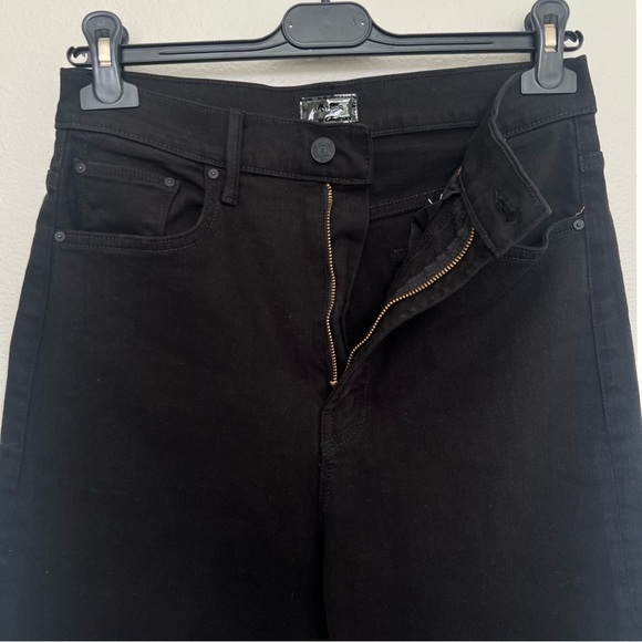 Mother The Dagger Flood Wide Leg Jeans - Bandana Hem - Black Wash - Size 29 - Picture 7 of 16